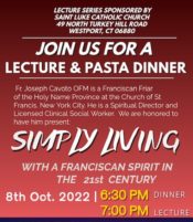 "Simply Living" Lecture & Pasta Dinner @ St. Luke Catholic Church