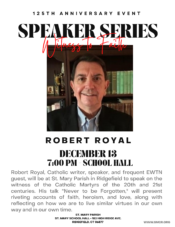 St. Mary Speaker Series: Robert Royal @ St. Mary School Hall