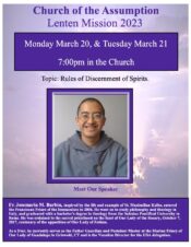 Lenten Mission: "Rules of Discernment of Spirits" @ Church of the Assumption